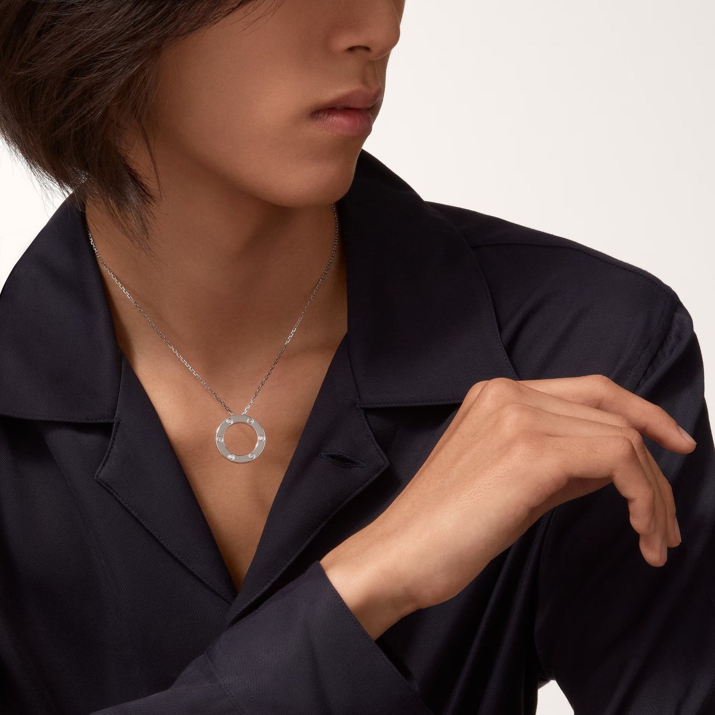 [Blue Tears Jewelry]LOVE NECKLACE 16MM 3 DIAMONDS