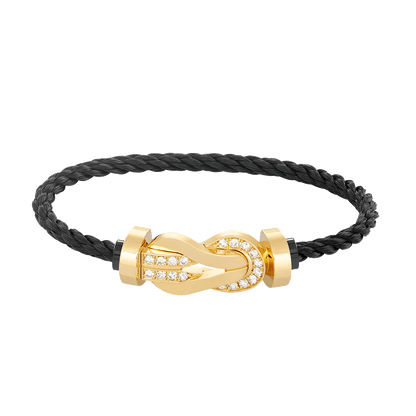 [BLUE TEARS]CHANCE LARGE 8 FIGURE BUCKLE HALF DIAMOND BRACELET GOLD