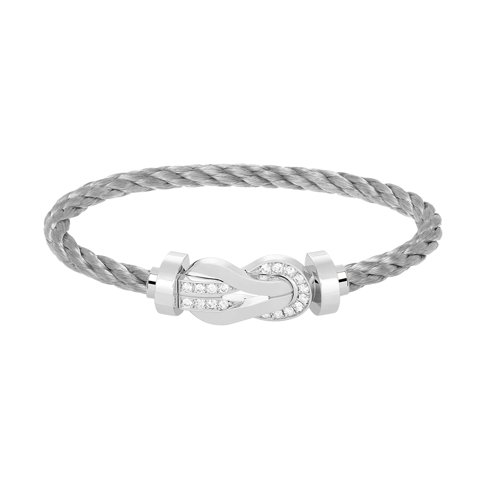 [BLUE TEARS]CHANCE LARGE 8 FIGURE BUCKLE HALF DIAMOND BRACELET SILVER