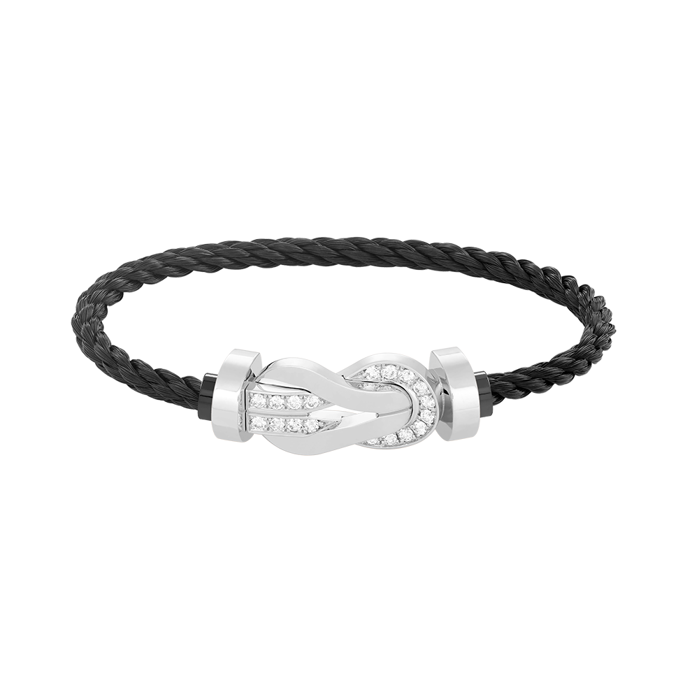 [BLUE TEARS]CHANCE LARGE 8 FIGURE BUCKLE HALF DIAMOND BRACELET SILVER