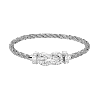 [BLUE TEARS]CHANCE LARGE 8 FIGURE BUCKLE FULL DIAMOND BRACELET SILVER