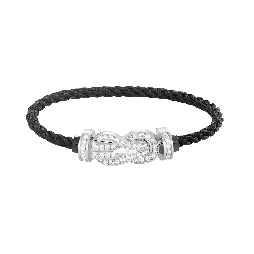 [BLUE TEARS]CHANCE LARGE 8 FIGURE BUCKLE FULL DIAMOND BRACELET SILVER