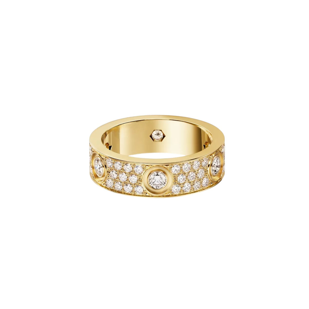 [Blue Tears Jewelry]LOVE 5.5MM FULL-PAVE 6-DIAMOND RING