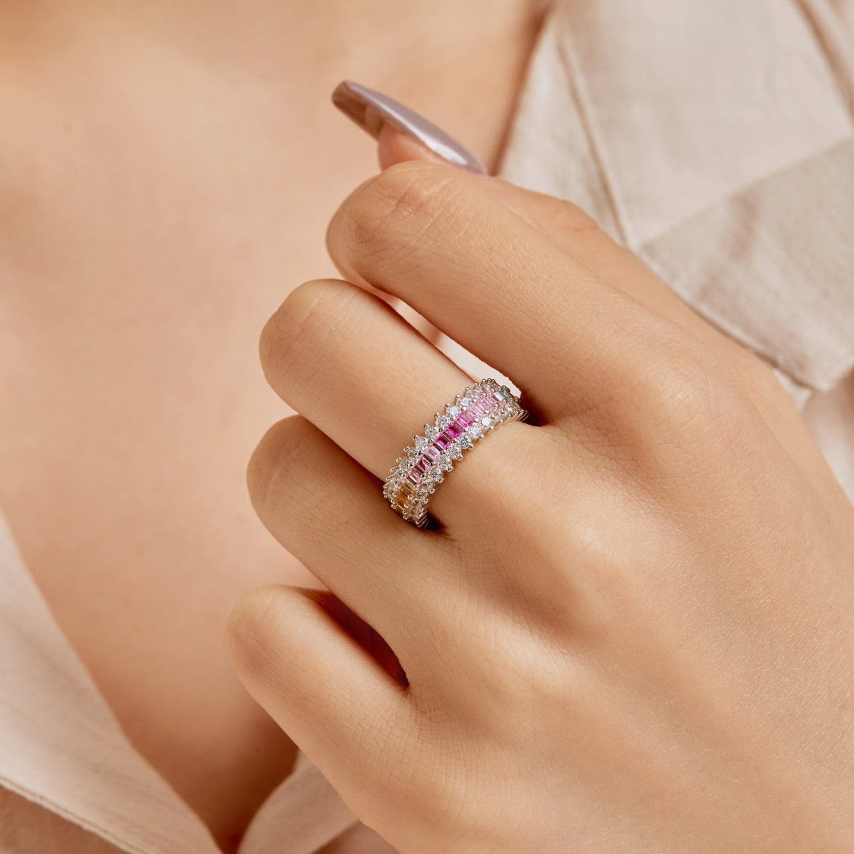 [Nova Jewelry]Ornate Colorful Radiant Cut Daily Ring