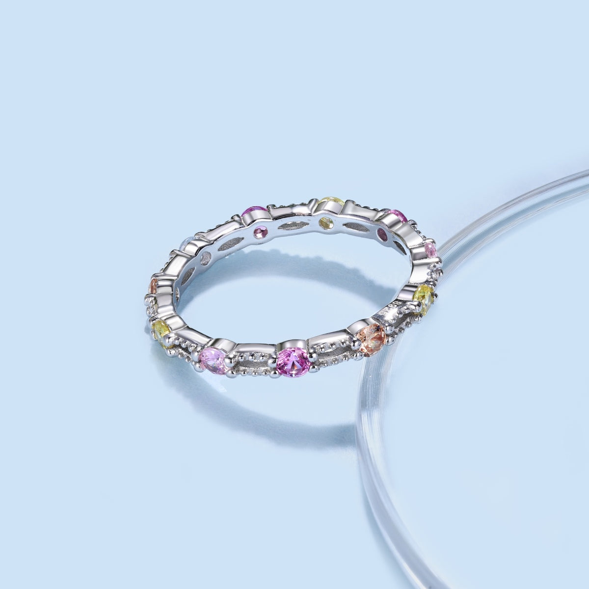 [Nova Jewelry]Sparkling Colorful Round Cut Tennis Ring