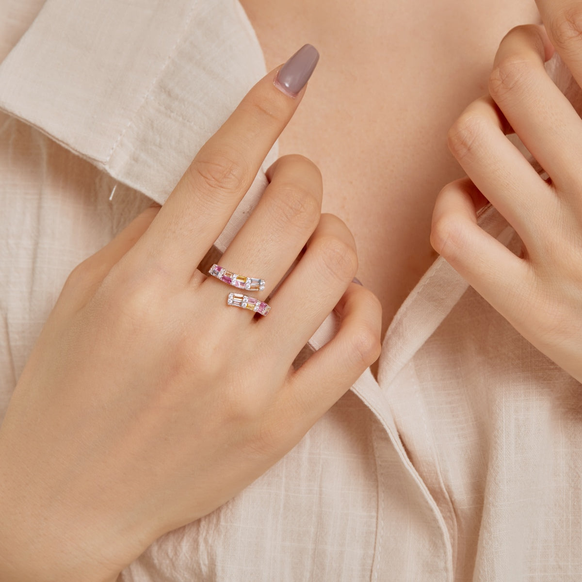 [Nova Jewelry]Charming Colorful Radiant Cut Adjustable Daily Ring