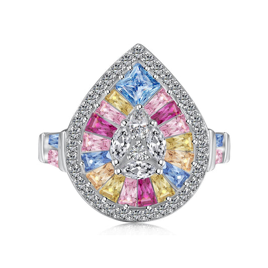 [Nova Jewelry]Elegant Colorful Water Drop Shape Banquet Ring