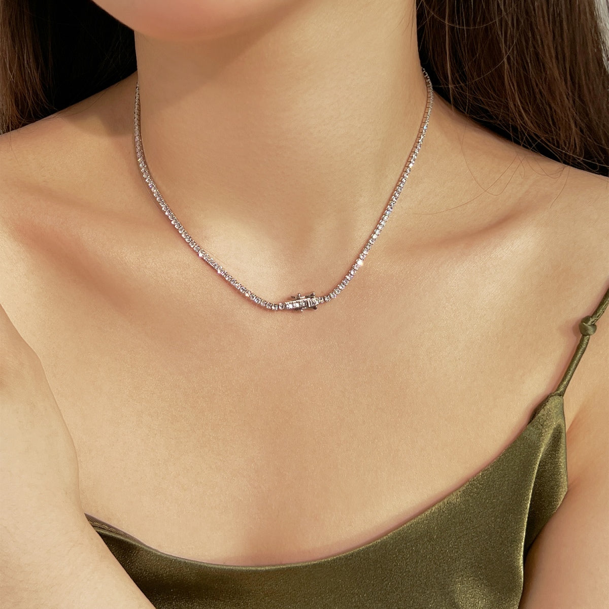 [Nova Jewelry]Delicate Round Shape Tennis Necklace