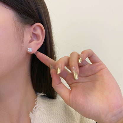[Nova Jewelry]Classic Round Center Stone Stud Earrings
