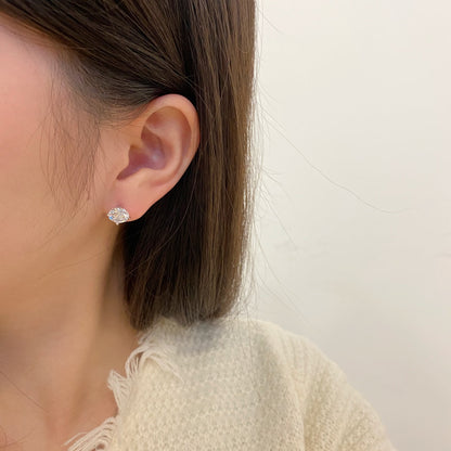 [Nova Jewelry]Stylish Shiny Round Center Stone Stud Earrings