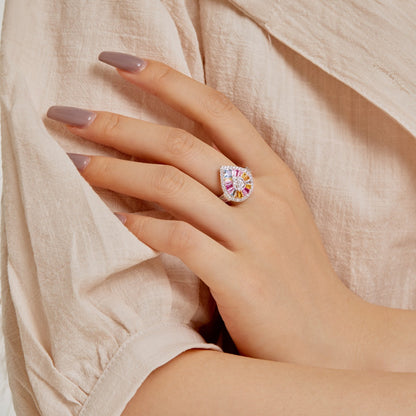 [Nova Jewelry]Elegant Colorful Water Drop Shape Banquet Ring