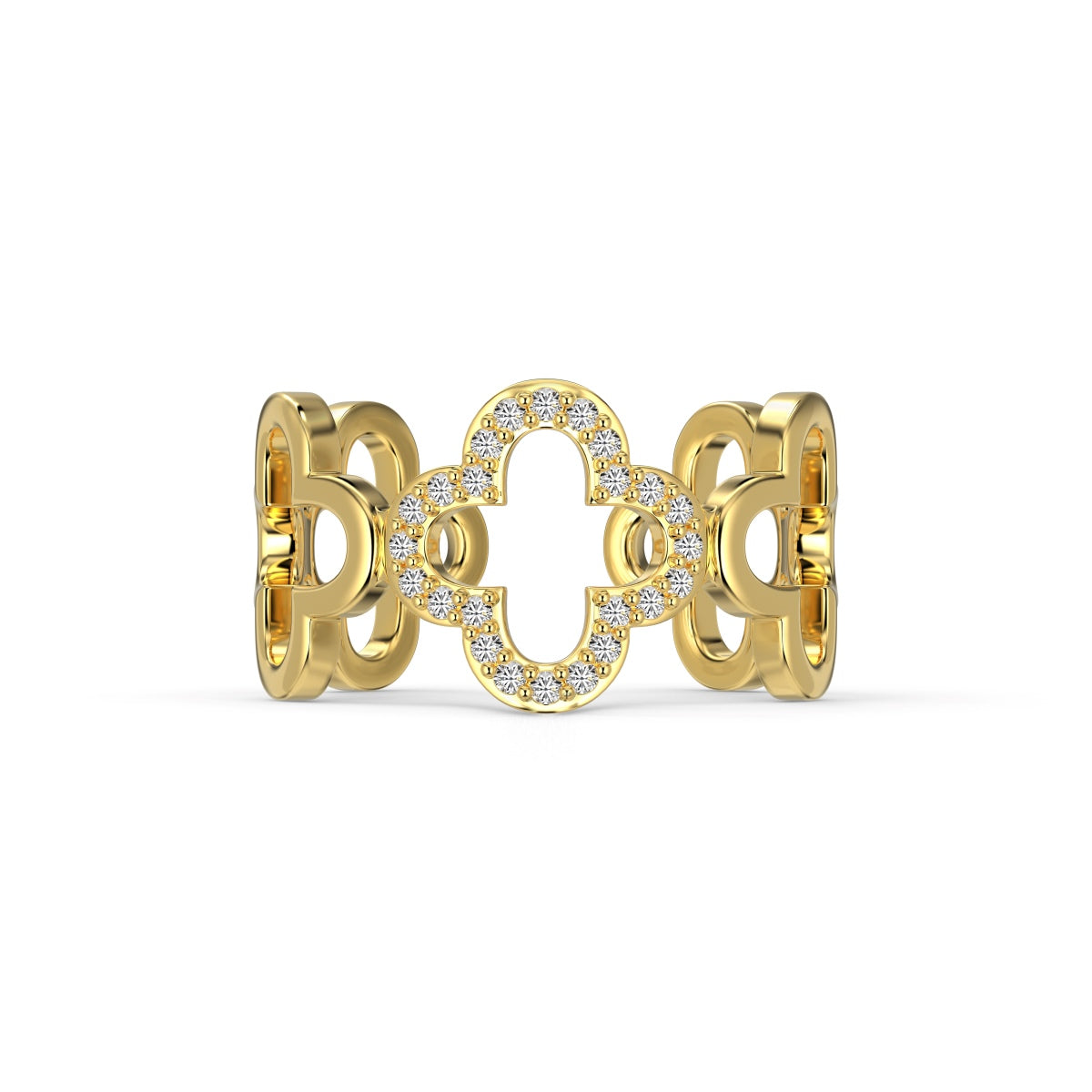 [Nova Jewelry]Hollow Design Four-Leaf Clover Flower Shape Ring