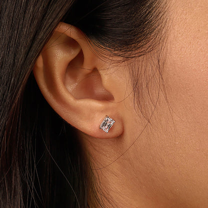 [Nova Jewelry]Stylish Shiny Rectangular Center Stone Stud Earrings