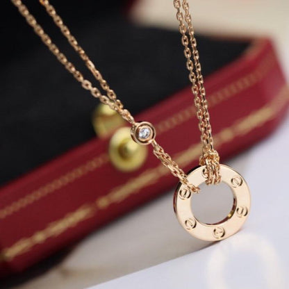 [BLUE TEARS]LOVE NECKLACE ADJUSTABLE ROSE GOLD 2 DIAMOND