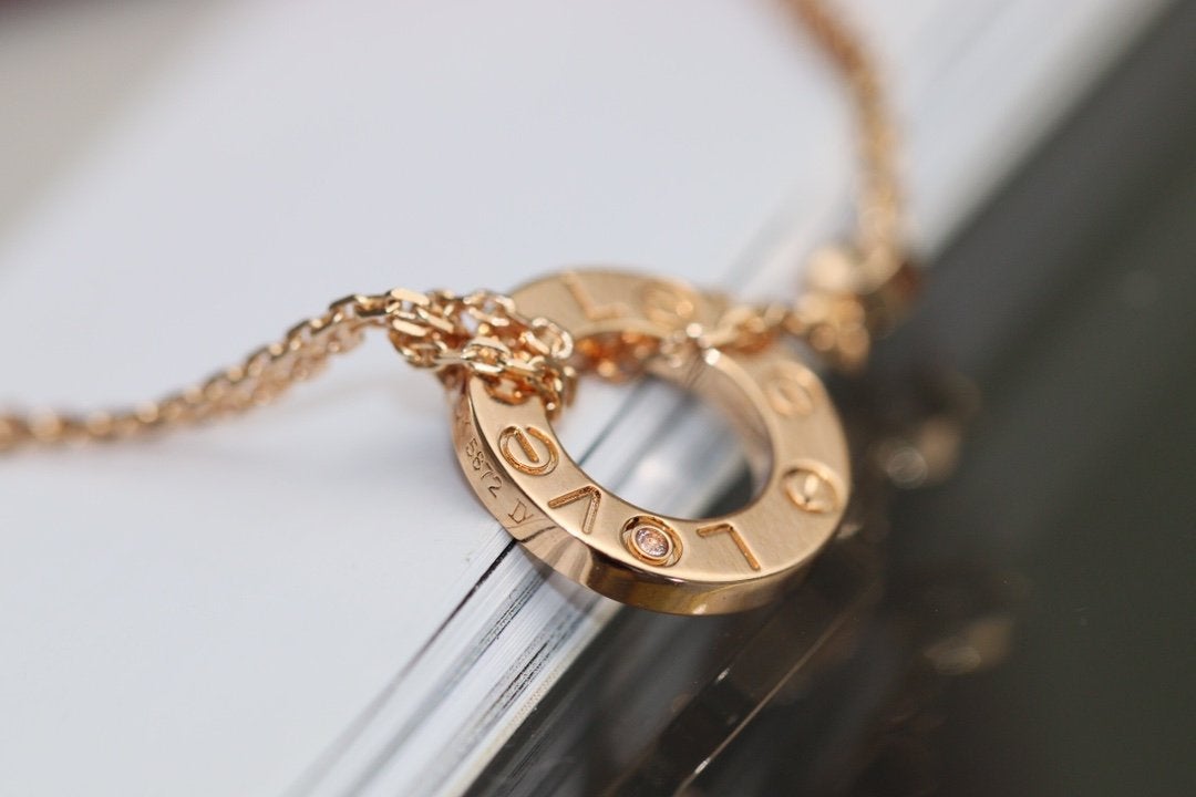 [BLUE TEARS]LOVE NECKLACE ADJUSTABLE ROSE GOLD 2 DIAMOND