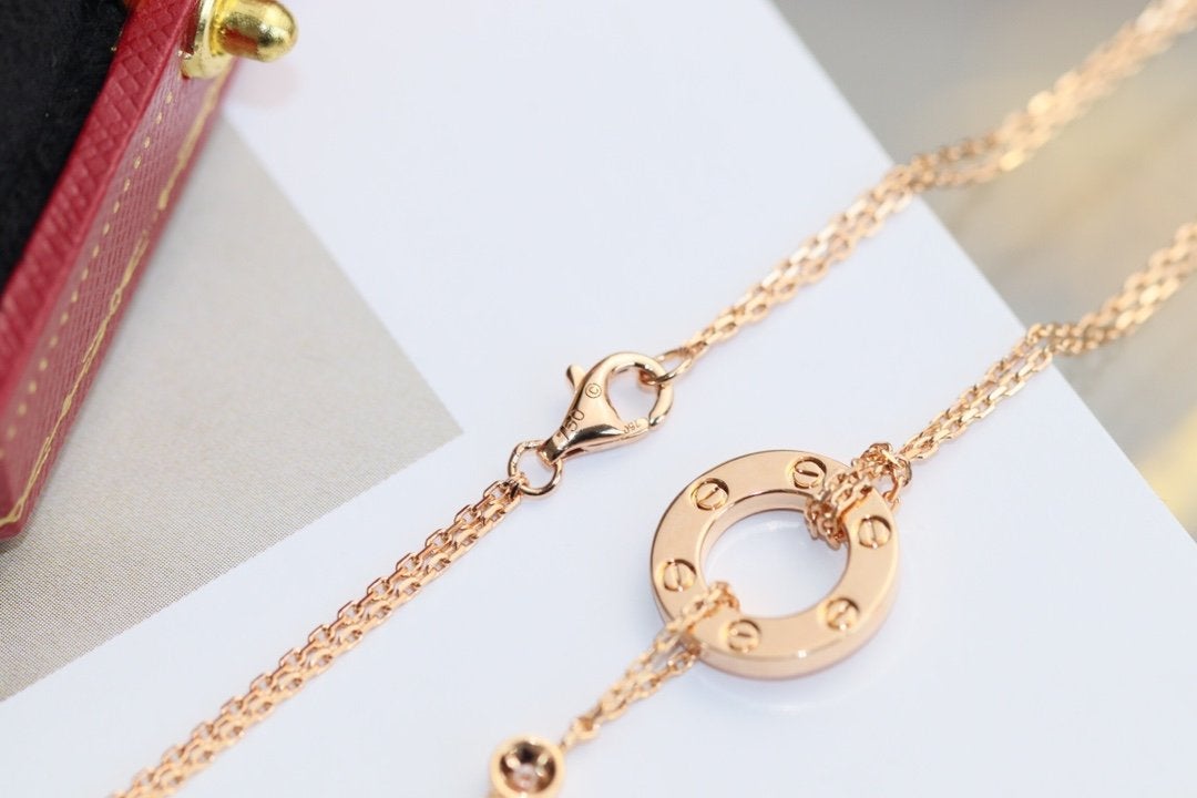 [BLUE TEARS]LOVE NECKLACE ADJUSTABLE ROSE GOLD 2 DIAMOND