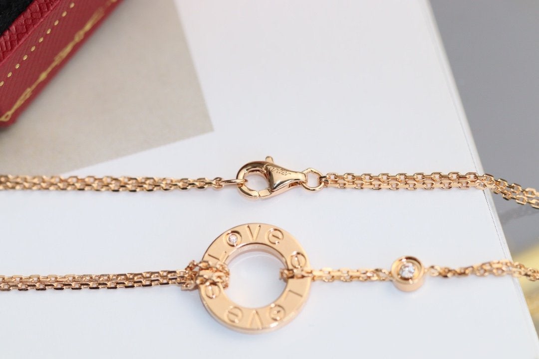 [BLUE TEARS]LOVE NECKLACE ADJUSTABLE ROSE GOLD 2 DIAMOND