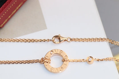 [BLUE TEARS]LOVE NECKLACE ADJUSTABLE ROSE GOLD 2 DIAMOND