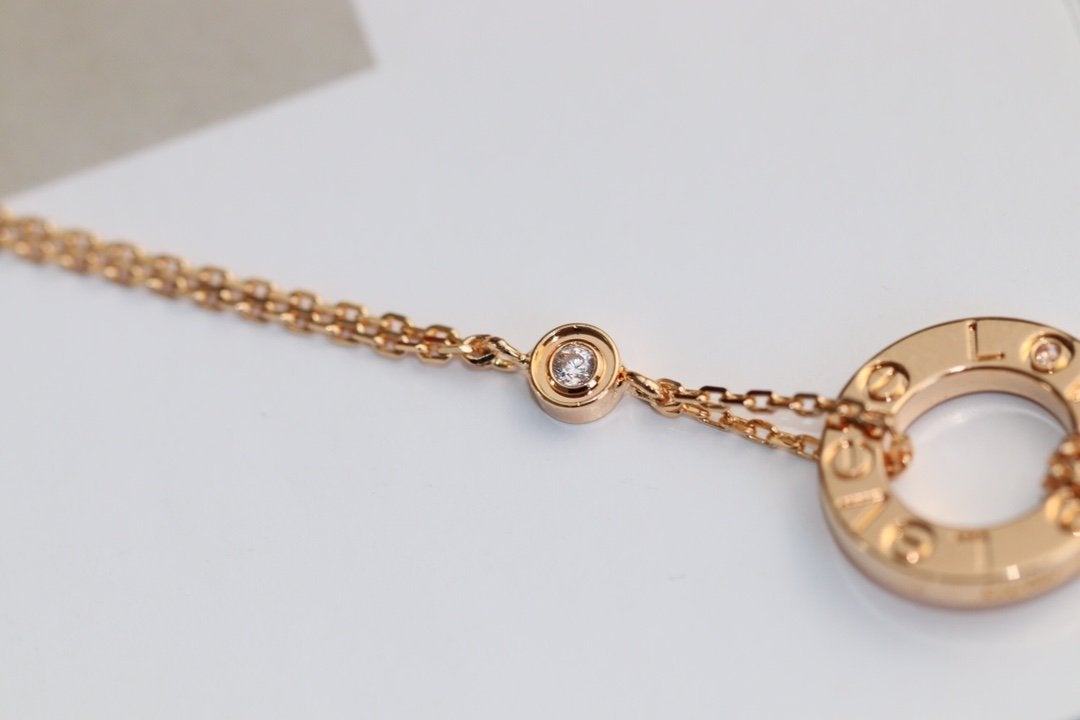 [BLUE TEARS]LOVE NECKLACE ADJUSTABLE ROSE GOLD 2 DIAMOND