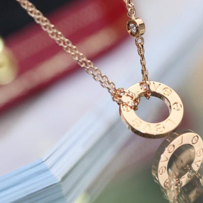 [BLUE TEARS]LOVE NECKLACE ADJUSTABLE ROSE GOLD 2 DIAMOND