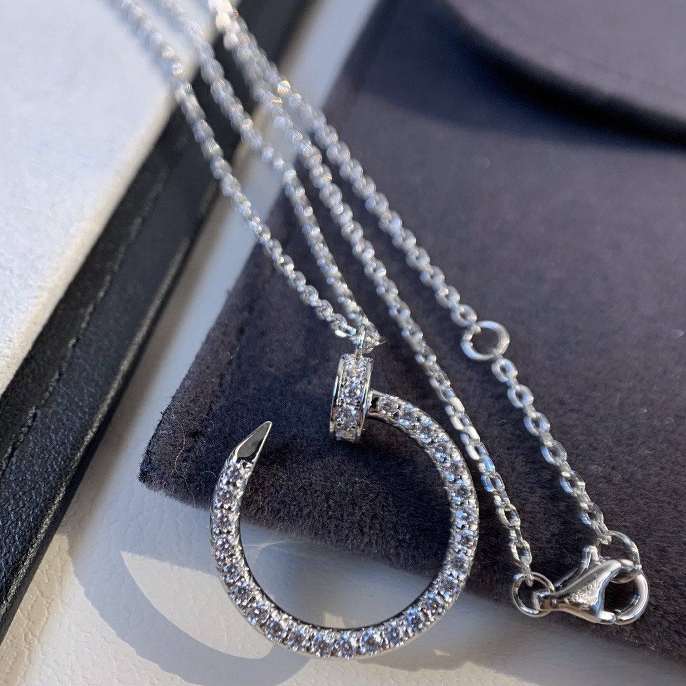 [BLUE TEARS]JUSTE NECKLACE SILVER DIAMONDS