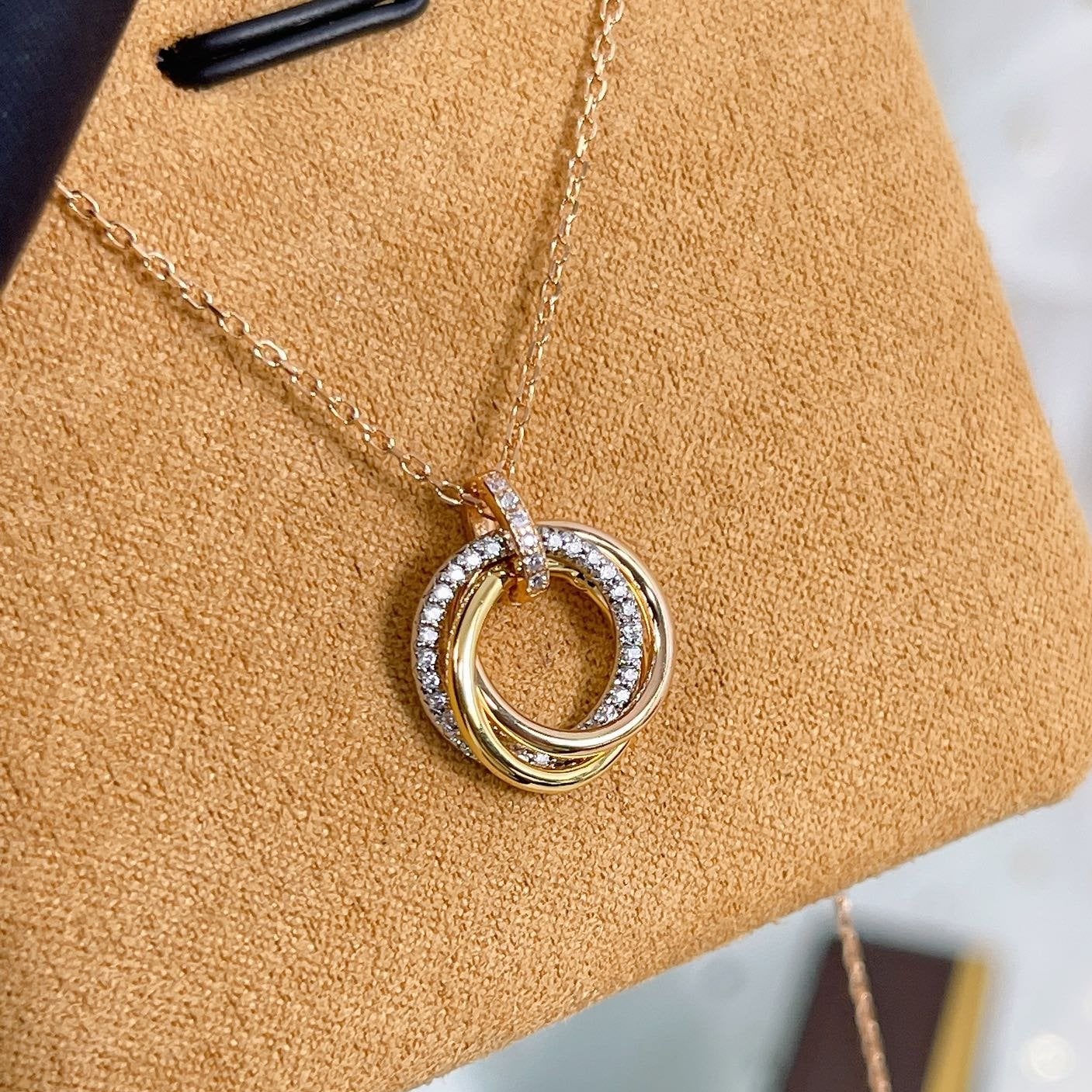[BLUE TEARS]TRINITY NECKLACE SILVER GOLD PINK GOLD DIAMONDS