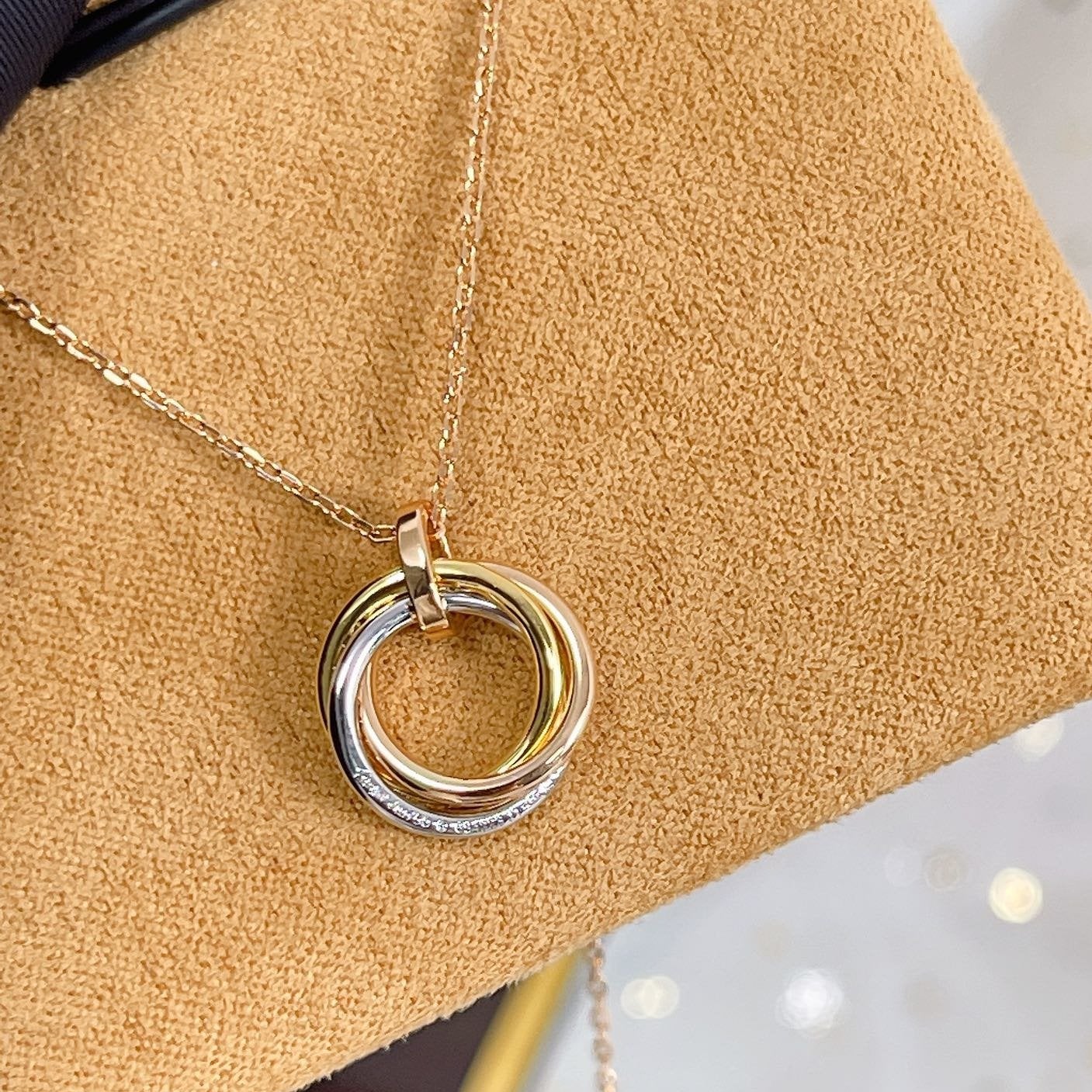 [BLUE TEARS]TRINITY NECKLACE SILVER GOLD PINK GOLD DIAMONDS