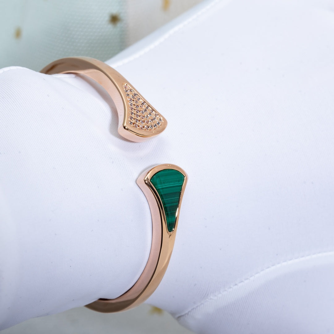[BLUE TEARS]DREAM BRACELET OPEN MALACHITE PINK GOLD