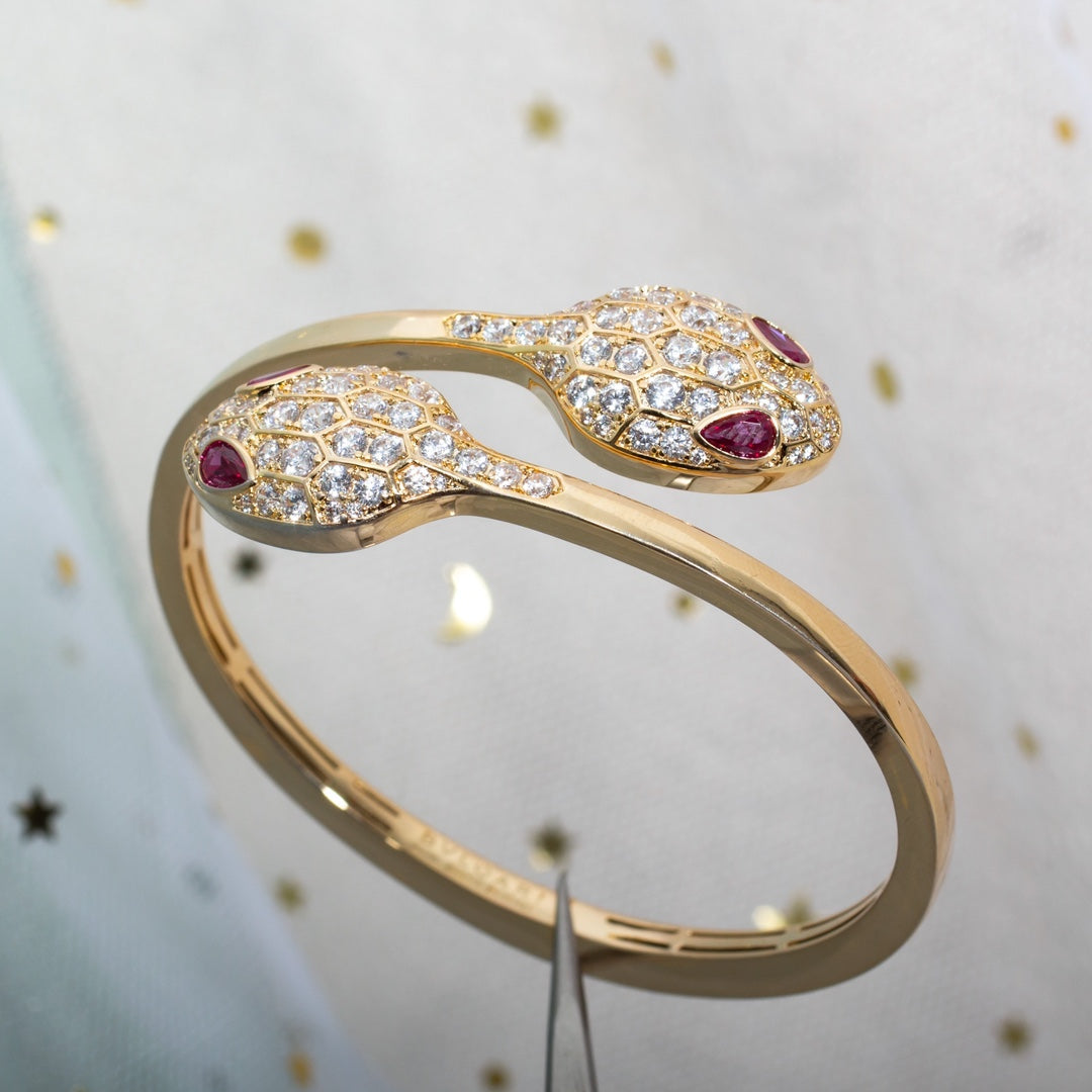 [BLUE TEARS]SERPENTI BRACELET PINK GOLD DIAMOND DOUBLE SNAKE