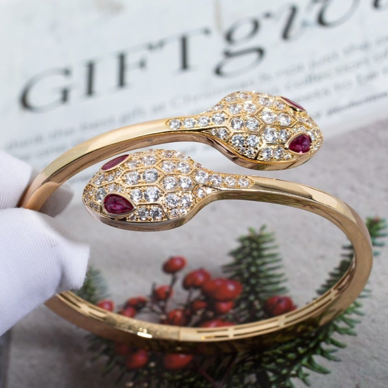 [BLUE TEARS]SERPENTI BRACELET PINK GOLD DIAMOND DOUBLE SNAKE
