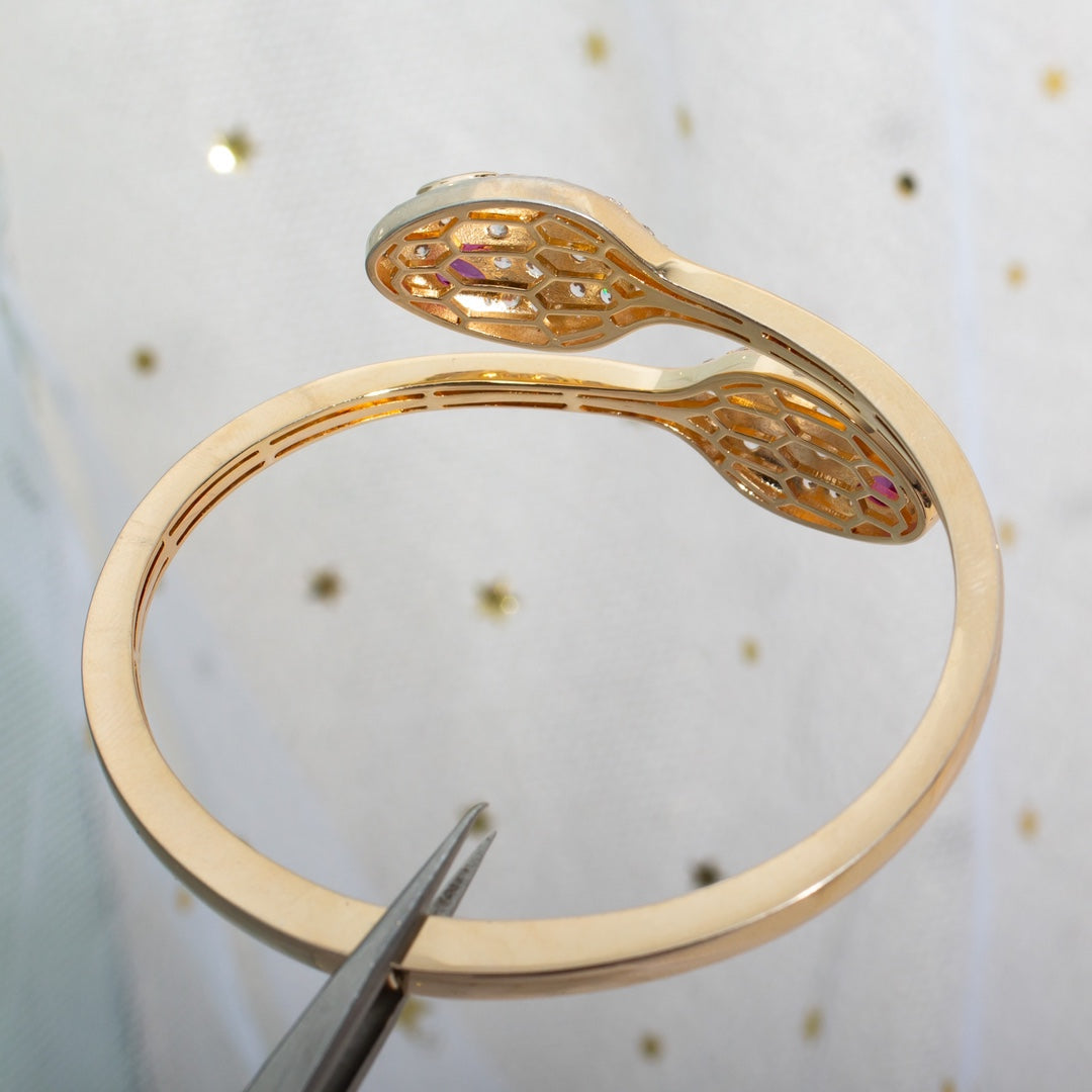 [BLUE TEARS]SERPENTI BRACELET PINK GOLD DIAMOND DOUBLE SNAKE