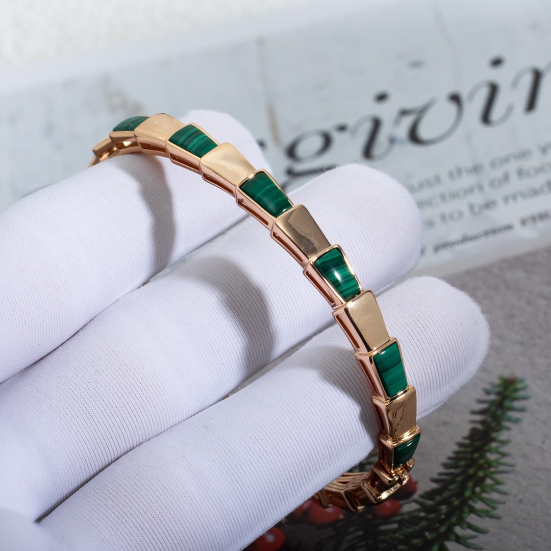 [BLUE TEARS]SERPENTI BRACELET PINK GOLD MALACHITE