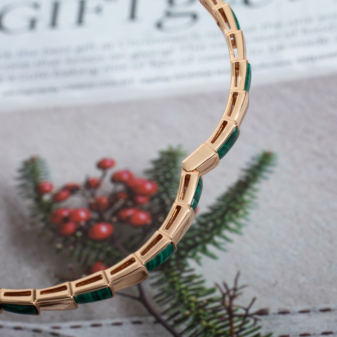 [BLUE TEARS]SERPENTI BRACELET PINK GOLD MALACHITE
