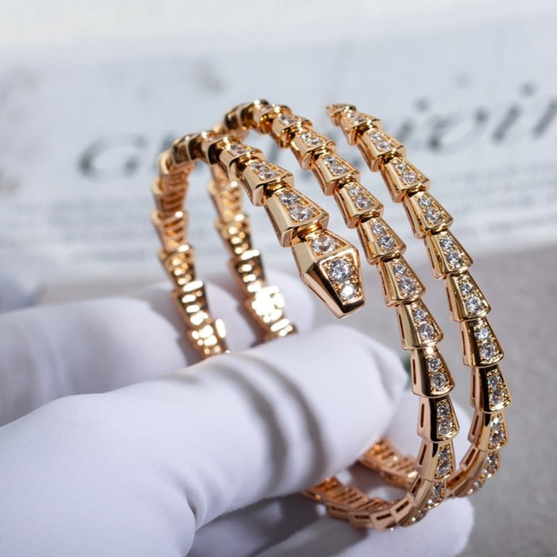 [BLUE TEARS]SERPENTI BRACELET PINK GOLD DIAMOND DOUBLE ROW