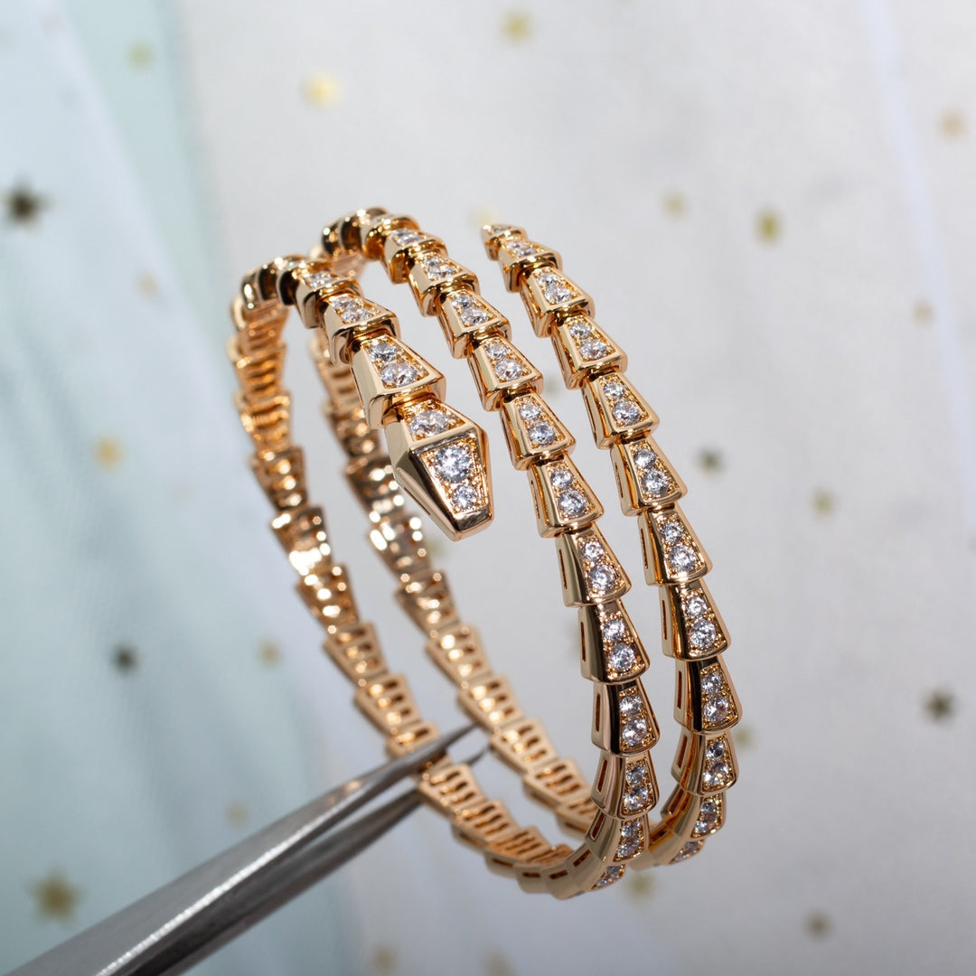 [BLUE TEARS]SERPENTI BRACELET PINK GOLD DIAMOND DOUBLE ROW