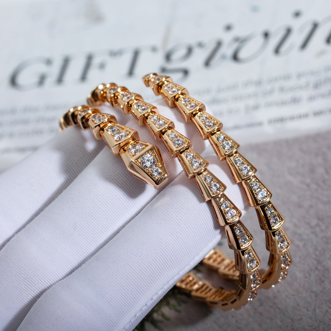 [BLUE TEARS]SERPENTI BRACELET PINK GOLD DIAMOND DOUBLE ROW