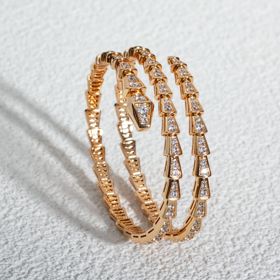 [BLUE TEARS]SERPENTI BRACELET PINK GOLD DIAMOND DOUBLE ROW