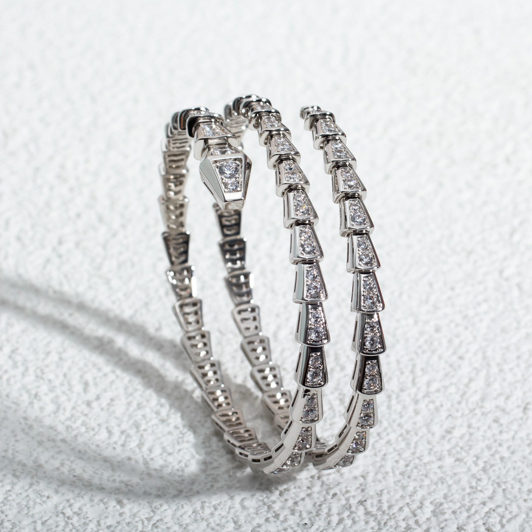 [BLUE TEARS]SERPENTI BRACELET SILVER DIAMOND DOUBLE ROW