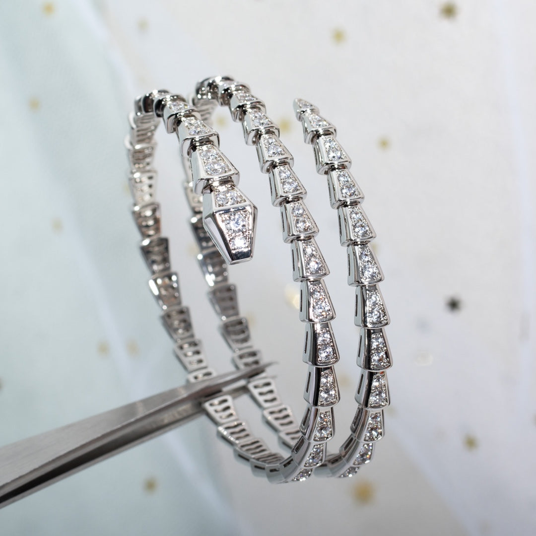 [BLUE TEARS]SERPENTI BRACELET SILVER DIAMOND DOUBLE ROW
