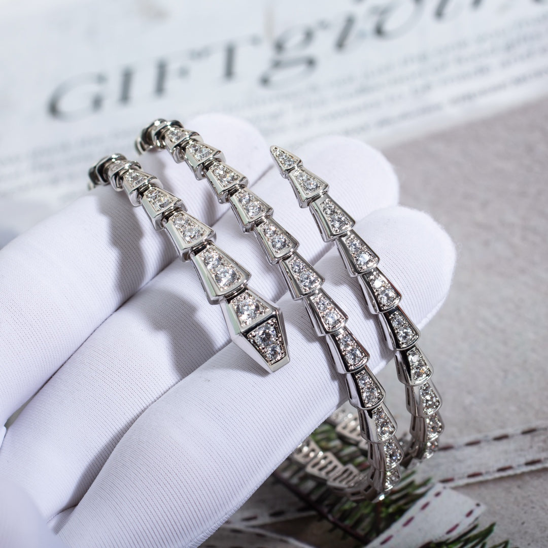 [BLUE TEARS]SERPENTI BRACELET SILVER DIAMOND DOUBLE ROW