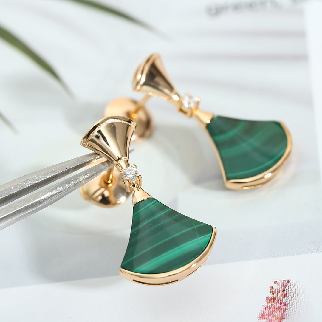 [BLUE TEARS]DREAM MALACHITE PINK GOLD EARRINGS