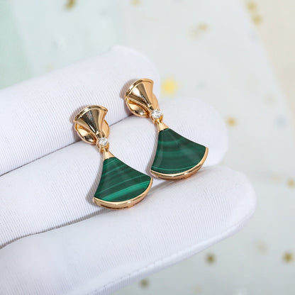 [BLUE TEARS]DREAM MALACHITE PINK GOLD EARRINGS