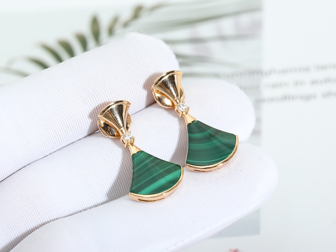 [BLUE TEARS]DREAM MALACHITE PINK GOLD EARRINGS
