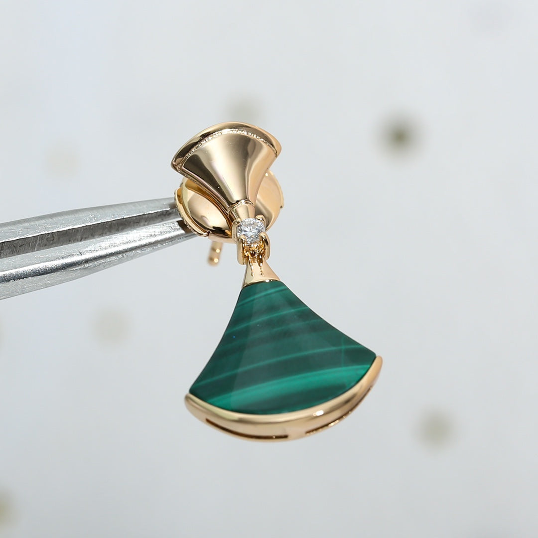 [BLUE TEARS]DREAM MALACHITE PINK GOLD EARRINGS