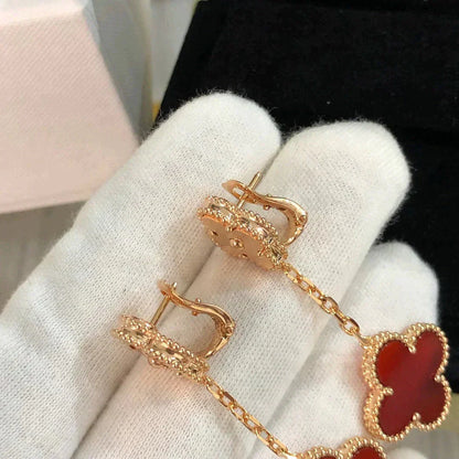 [BLUE TEARS]CLOVER 2 MOTIF  LASER CARNELIAN EARRINGS