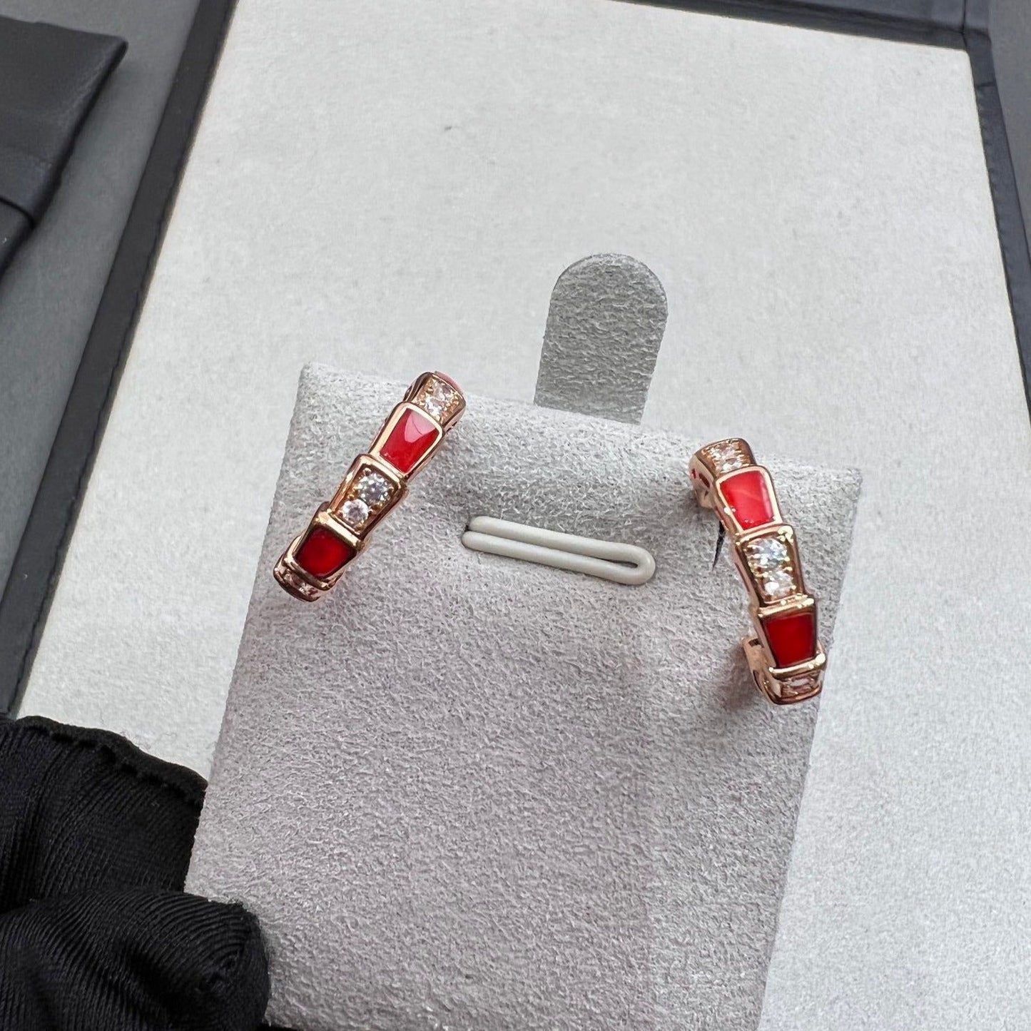 [BLUE TEARS]SERPENTI CARNELIAN PINK GOLD EARRINGS