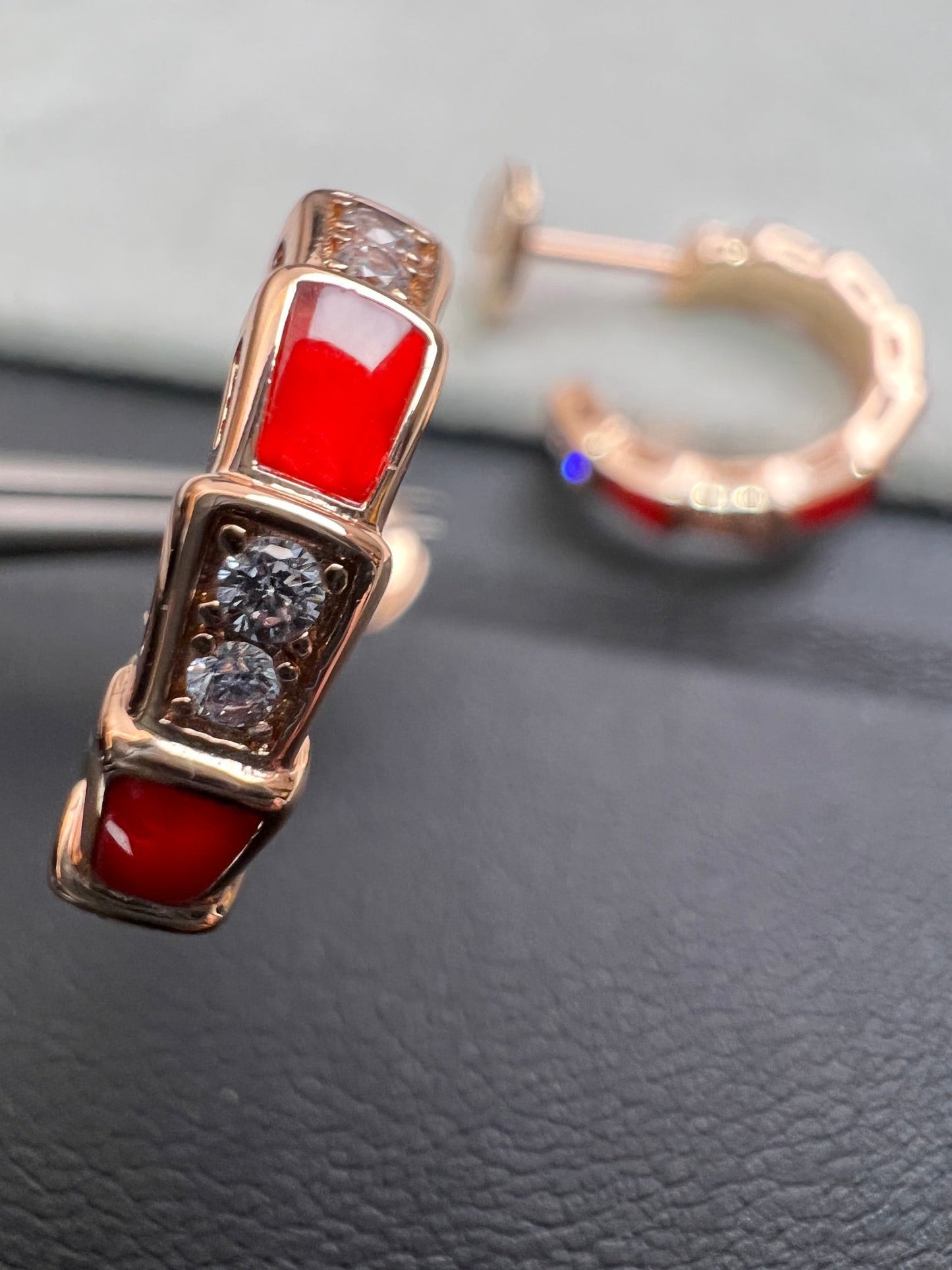 [BLUE TEARS]SERPENTI CARNELIAN PINK GOLD EARRINGS