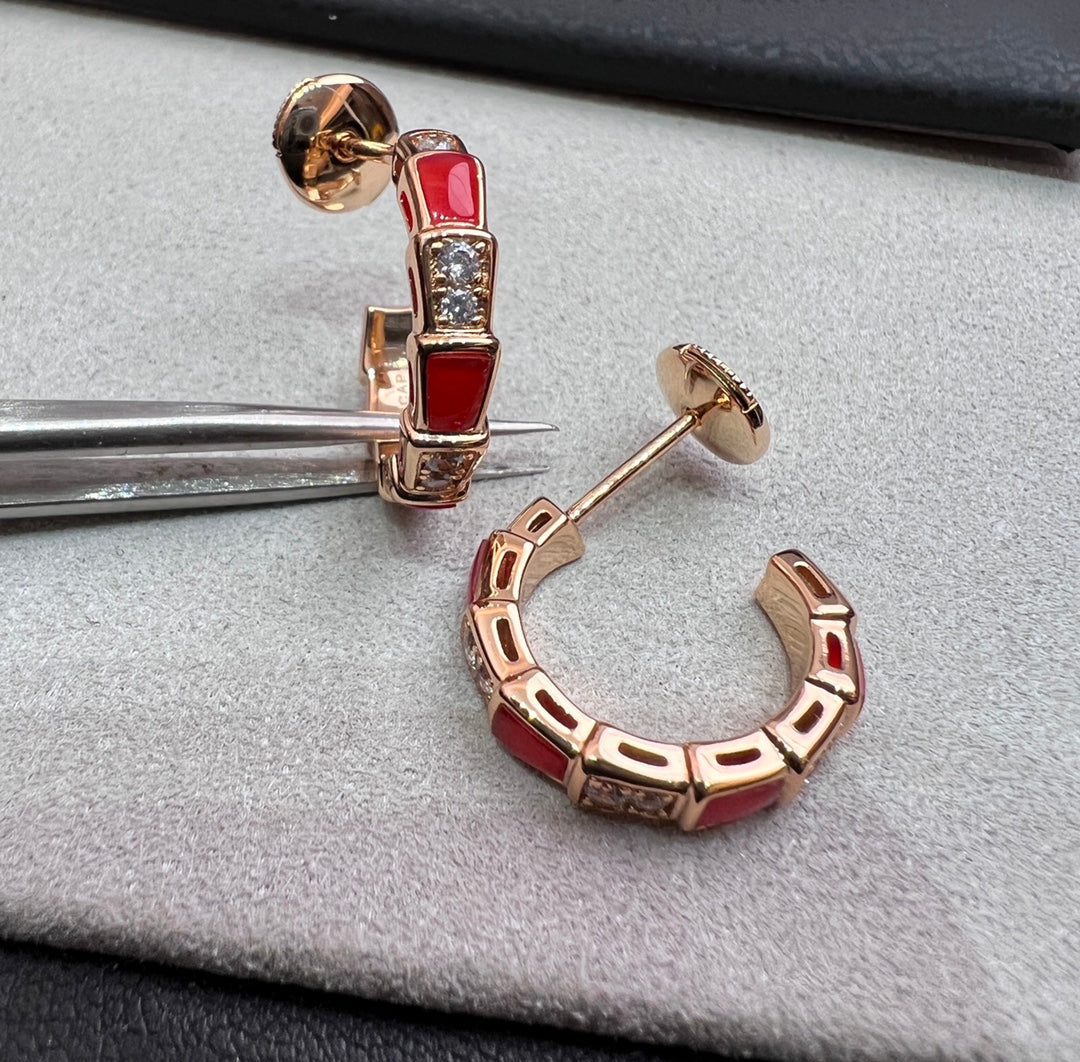 [BLUE TEARS]SERPENTI CARNELIAN PINK GOLD EARRINGS
