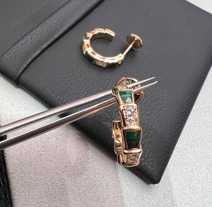 [BLUE TEARS]SERPENTI MALACHITE PINK GOLD EARRINGS