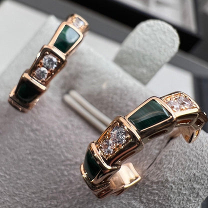 [BLUE TEARS]SERPENTI MALACHITE PINK GOLD EARRINGS